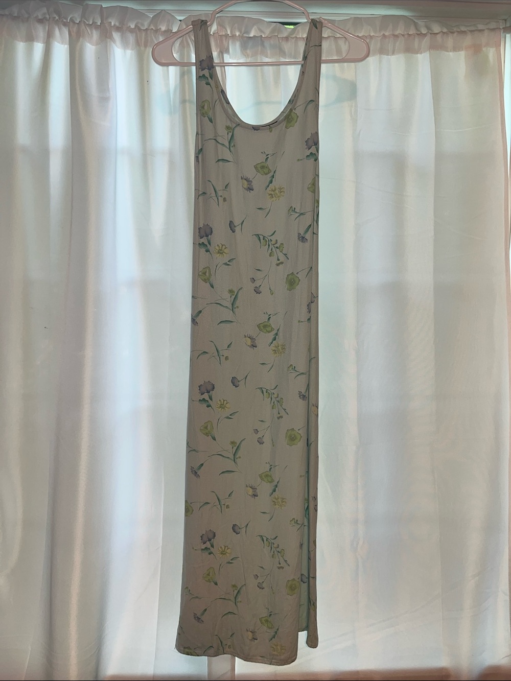 Vintage Sleeveless Floral Scoop Maxi Slip Dress - Mint